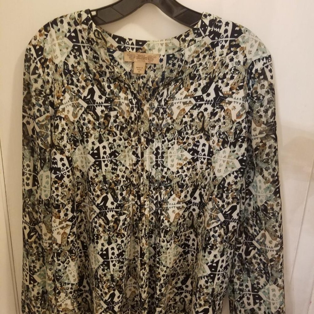 Womens VINTAGE AMERICA Cream Tunic Roll Sleeve Shirt Blouse Size M